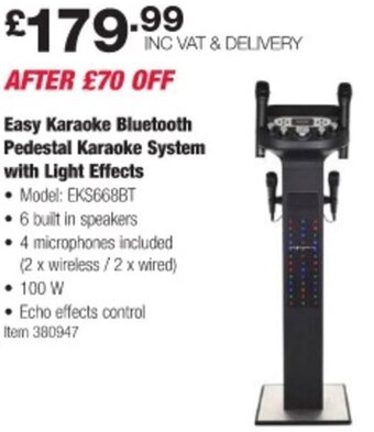 Costco Easy Karaoke Bluetooth Pedestal Karaoke System with Light Effects offer