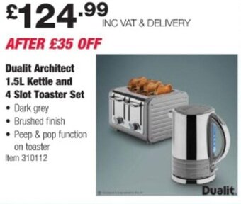 Costco Dualit Architect 1.5L Kettle and 4 Slot Toaster Set offer