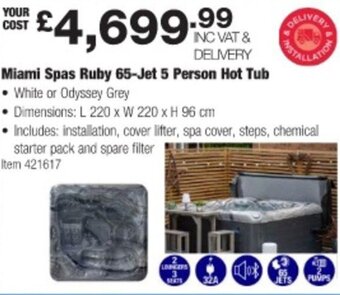 Costco Miami Spas Ruby 65-Jet 5 Person Hot Tub offer