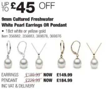 Costco 9mm Cultured Freshwater White Pearl Pendant offer