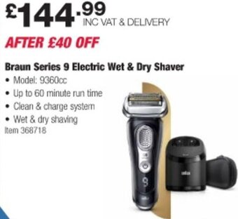 Costco Braun Series 9 Electric Wet & Dry Shaver offer