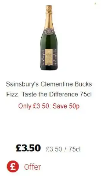 Sainsbury's Sainsbury's Clementine Bucks Fizz, Taste The Difference offer
