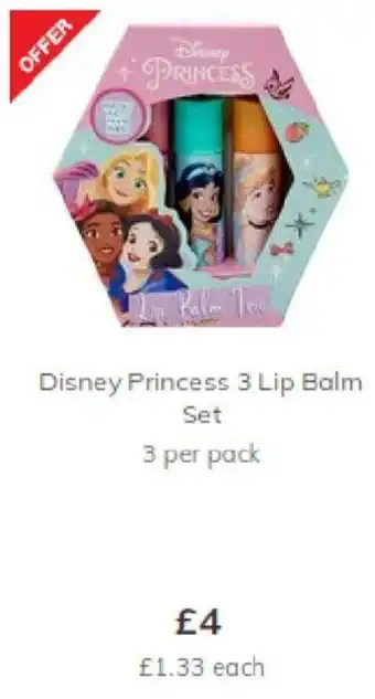 Morrisons Disney Princess 3 Lip Balm Set offer