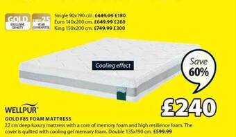 JYSK Wellpur gold f85 foam mattress offer