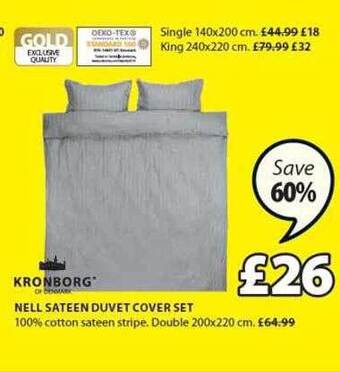 JYSK Kronborg nell sateen duvet cover set offer