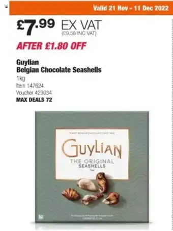 Costco Guylian belgian chocolate seashells offer