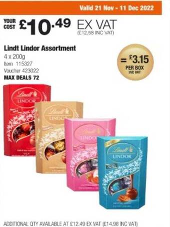 Costco Lindt lindor assortment offer