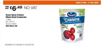 Costco Ocean spray craisins whole dried cranberries offer