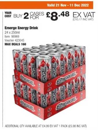 Costco Emerge energy drink offer
