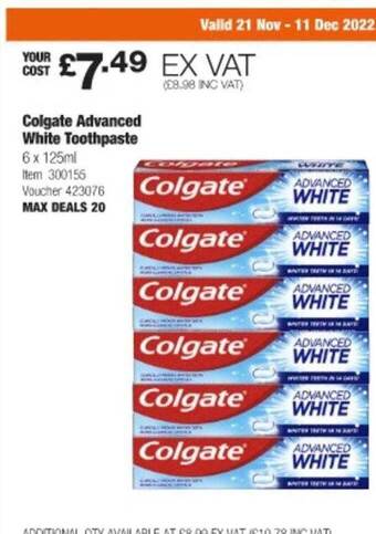 Costco Colgate advanced white toothpaste offer