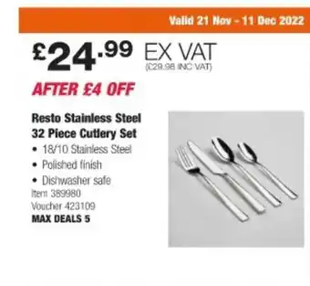 Costco Resto stainless steel 32 piece cutlery set offer