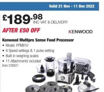 Costco Kenwood multipro sense food processor offer