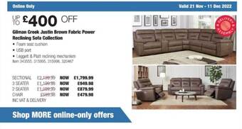 Costco Gilman creek justin brown fabric power reclining sofa collection offer