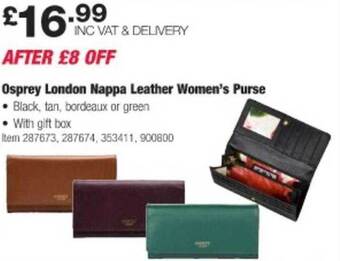 Costco Osprey london nappa leather women's purse offer