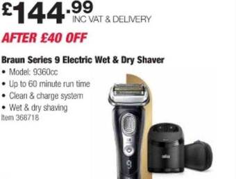 Costco Braun series 9 electric wet & dry shaver offer