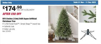 Costco 6ft 6 inches (1.9m) unlit aspen artificial christmas tree offer