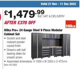 Costco Hilka pro+ 24 gauge steel 9 piece modular cabinet set offer