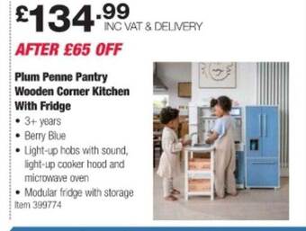 Costco Plum penne pantry wooden corner kitchen with fridge offer