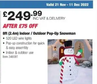 Costco 8ft (2.4m) indoor outdoor pop-up snowman offer