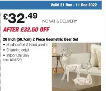 Costco 20 inch (50.7cm) 2 piece geometric deer set offer