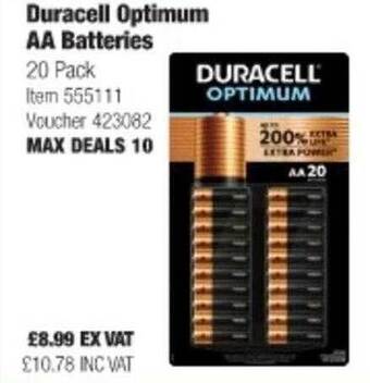 Costco Duracell optimum aa batteries offer