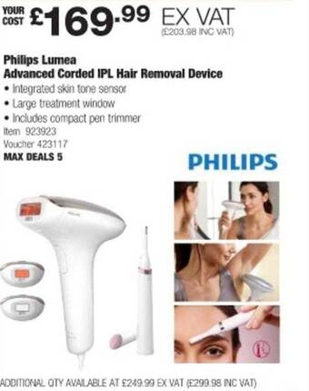 Costco Philips lumea advanced corded ipl hair removal device offer