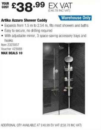 Costco Artika azzuro shower caddy offer