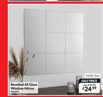 Bevelled all glass window mirror