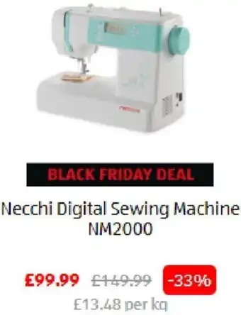 Aldi Necchi Digital Sewing Machine NM2000 offer