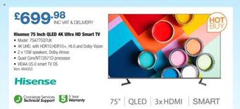 Costco Hisense 75 inch qled 4k ultra hd smart tv offer
