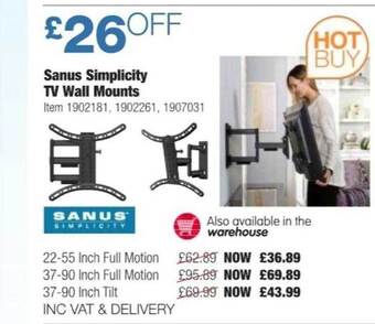 Costco Sanus simplicity tv wall mounts offer