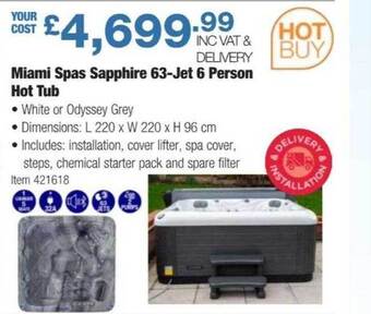 Costco Miami spas sapphire 63-jet 6 person hot tub offer