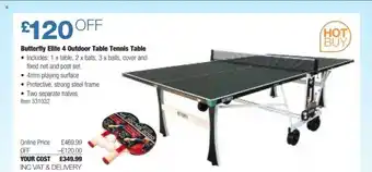 Costco Butterfly elite 4 outdoor table tennis table offer