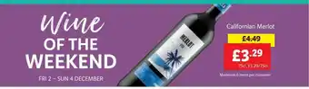 Lidl Californian merlot offer