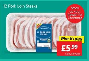 Lidl 12 pork loin steaks offer