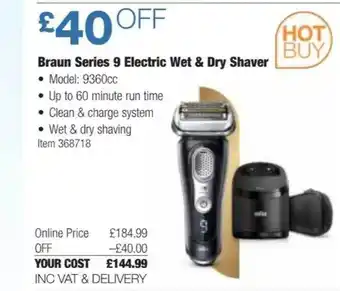 Costco Braun series 9 electric wet & dry shaver offer