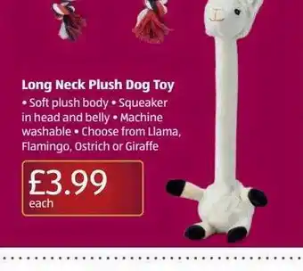 Aldi Long neck plush dog toy offer