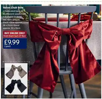 Aldi Velvet chair bow offer