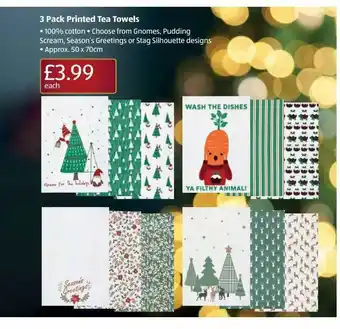 Aldi 3 pack printed tea towels offer