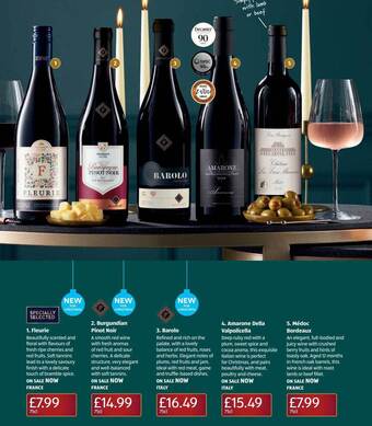 Aldi Fleurie, burgundian pinot noir, barolo, amarone della valpolicella, médoc bordeaux offer