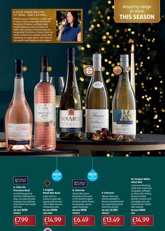 Aldi Côtes de provence rosé, english pinot noir rosé, vouvray, sancerre, oregon white pinot noir offer