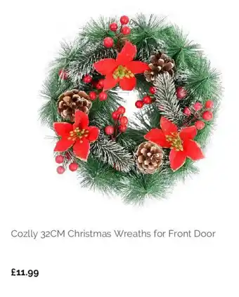 Amazon Cozlly 32cm Christmas Wreath for Front Door offer