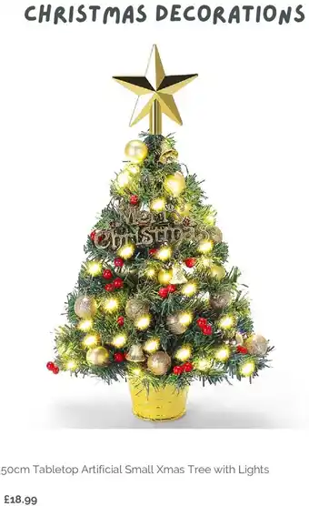 50cm Tabletop Artificial Small Xmas Tree with Lights