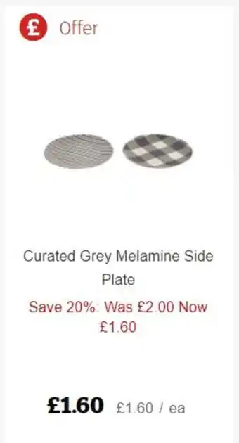 Sainsbury's Curated Grey Melamine Side Plate offer
