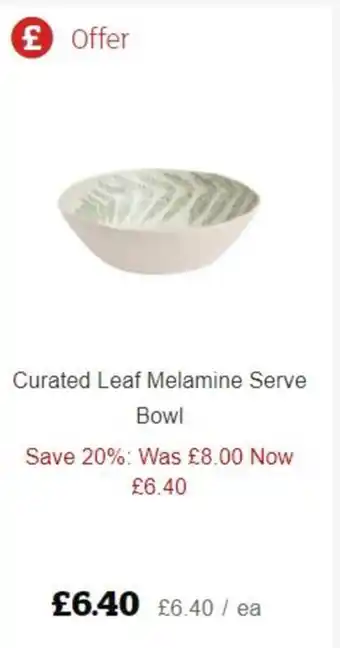Sainsbury's Curated Leaf Melamine Serve Bowl offer