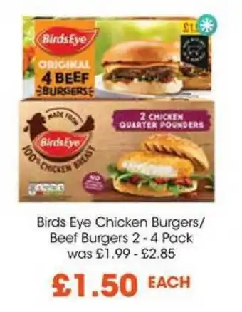 Centra Birds Eye Chicken Burgers/ Beef Burgers 2-4 Pack offer