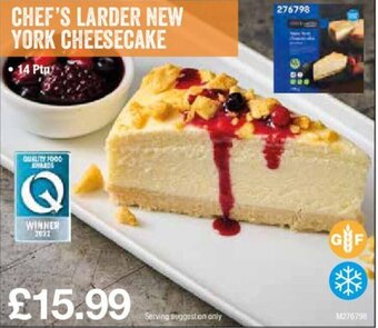 Makro Chef's Larder New York Cheesecake offer
