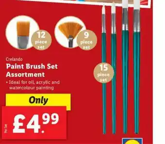 Lidl Crelando paint brush set assortment offer