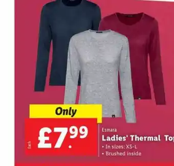 Lidl Esmara ladies' thermal top offer