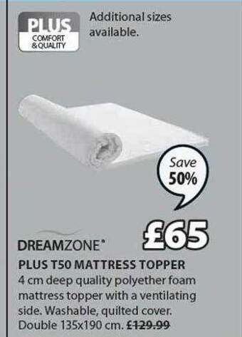 JYSK Dreamzone plus t50 mattress topper offer